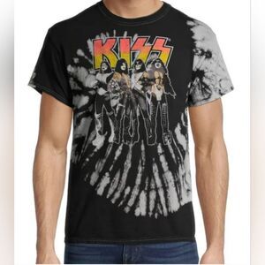 Vintage 90s KISS Graphic Tee, Unisex Size Large, Tie-Dye, 100% Cotton